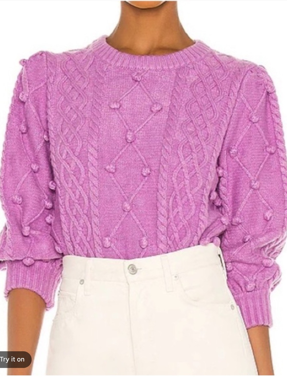 For Love & Lemons Purple Florentina Cable Knit Sweater Size XS